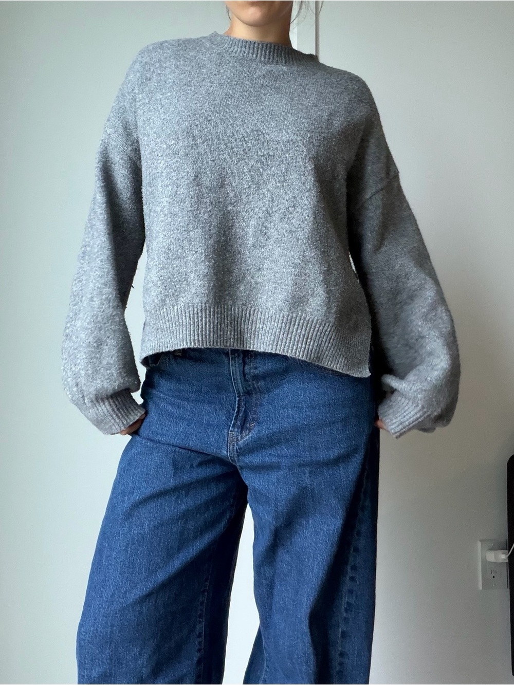 Cozy Women's Grey Crewneck Oversized Sweater